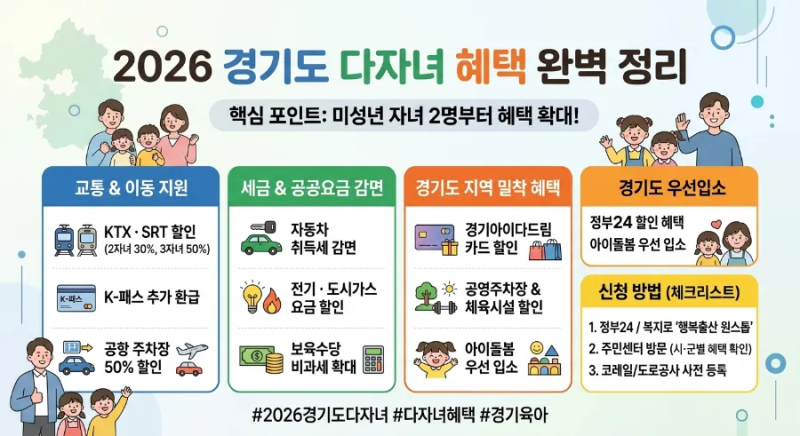 경기도 다자녀 혜택 완벽 정리: 2자녀부터 챙길 수 있는 생활비·양육 지원 총정리