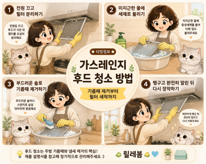 [리빙]가스레인지 후드 청소 방법 필터 기름때 제거와 청소 주기 총정리
