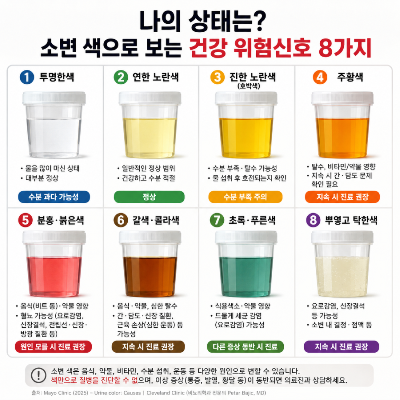 “나의 상태는?” 소변 색으로 보는 건강 위험신호 8가지