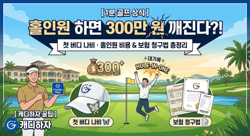 [1분 골프 상식] 홀인원 하면 300만 원 깨진다?! '첫 버디 나비·홀인원 비용 & 보험 청구법' 총....