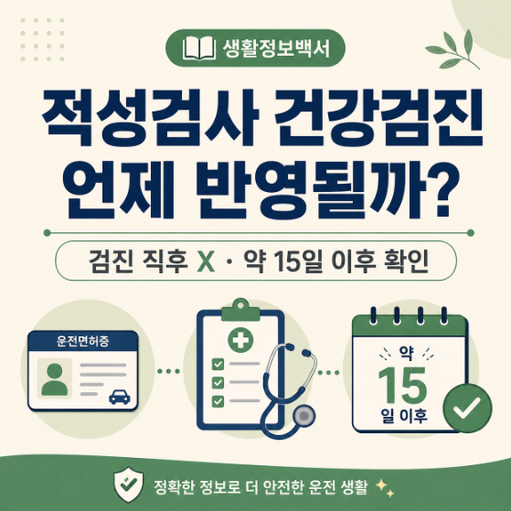 운전면허 적성검사 건강검진 결과 언제 반영될까｜검진 후 며칠 뒤 조회·적용?