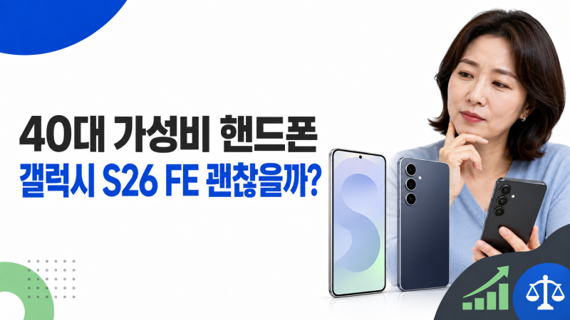 40대 가성비 핸드폰 추천, 갤럭시 S26 FE 100만원이면 괜찮을까?