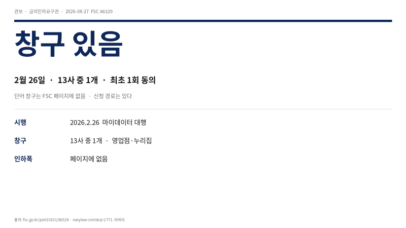 금리인하요구권 신청 2026 — 창구 있음, 2/26 13사 1회 동의