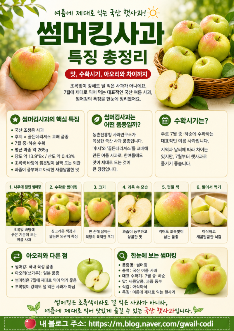 썸머킹사과 특징 총정리｜아오리와 다른 점, 맛·당도·수확시기까지