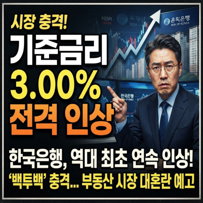 한은 기준금리 3% 전격 인상, 부동산 시장 충격과 향후 전망