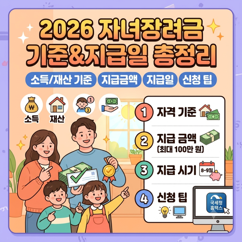 2026 자녀장려금 기준 & 지급일 총정리! 수령 팁까지 완벽 정리