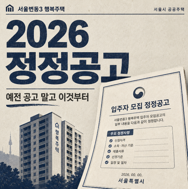 서울번동3 행복주택 2026 정정공고 보증금·월세와 청년 신혼부부 신청자격