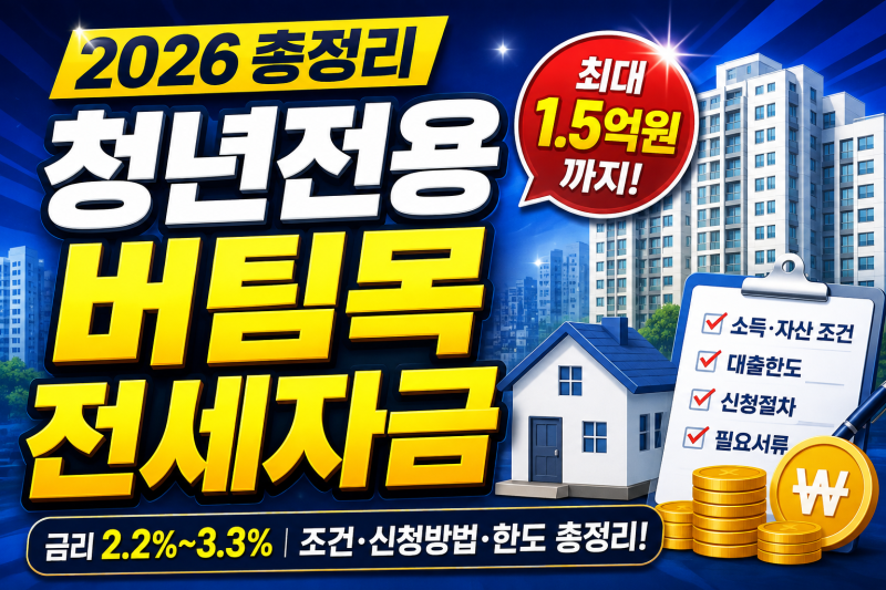 청년전용 버팀목전세자금 2026 총정리｜금리 2.2%부터 대출한도 1.5억원, 신청조건과 신청방법