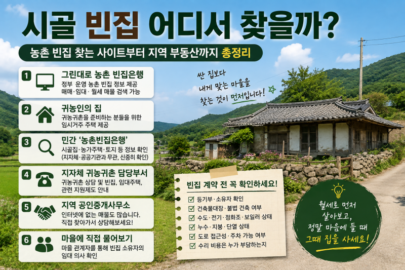 시골 빈집 어디서 찾을까? 농촌 빈집 찾는 사이트부터 지역 부동산까지 총정리