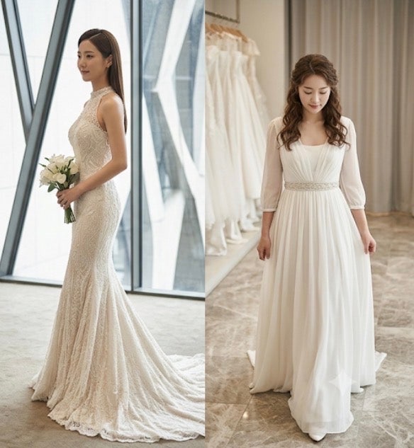 체형별 웨딩드레스 종류 추천 (A라인, 벨라인, 머메이드)