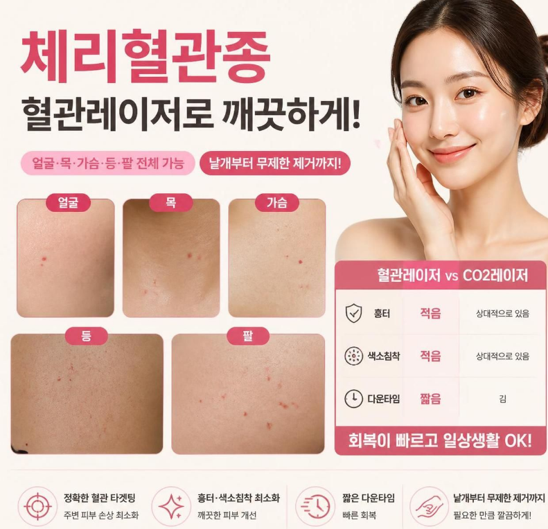 얼굴,목 빨간점(체리혈관종) 레이저 제거 비용 (서울 양천·강서·영등포/경기 무제한 제거)