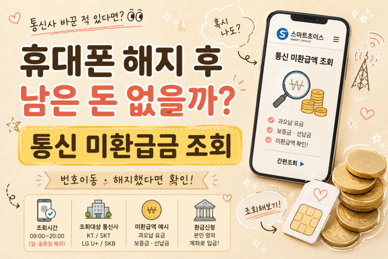“휴대폰 해지했다면 확인!” 통신비 미환급금 조회방법｜스마트초이스에서 찾기
