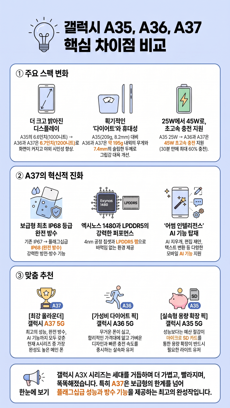 갤럭시 A35, A36, A37 비교