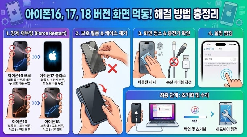 [아이폰16,17,18 모델] 화면 터치 안됨 증상 해결 방법 완벽 정리!