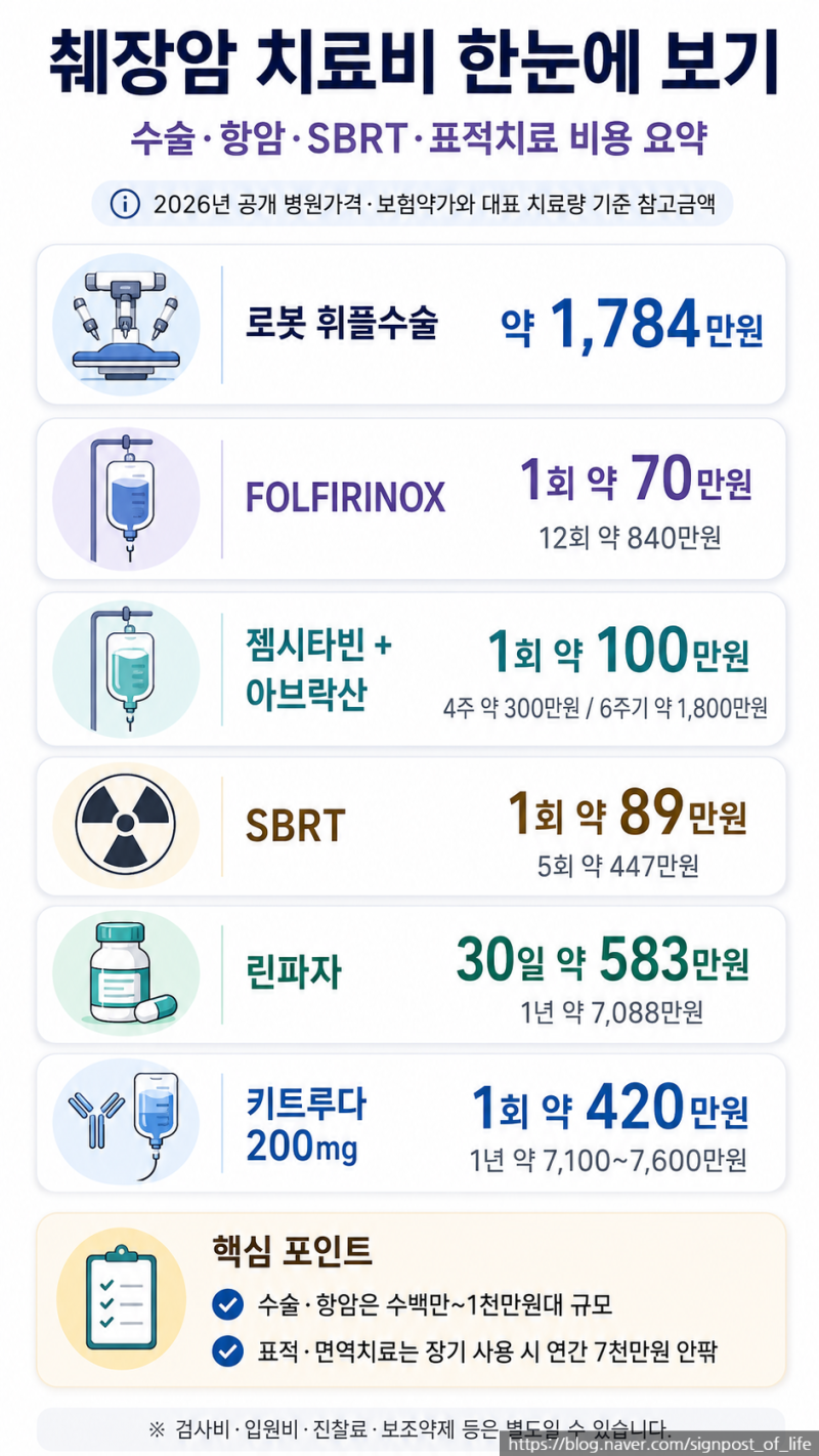췌장암 치료비 실제 얼마일까?수술·항암·SBRT·린파자·키트루다 비용