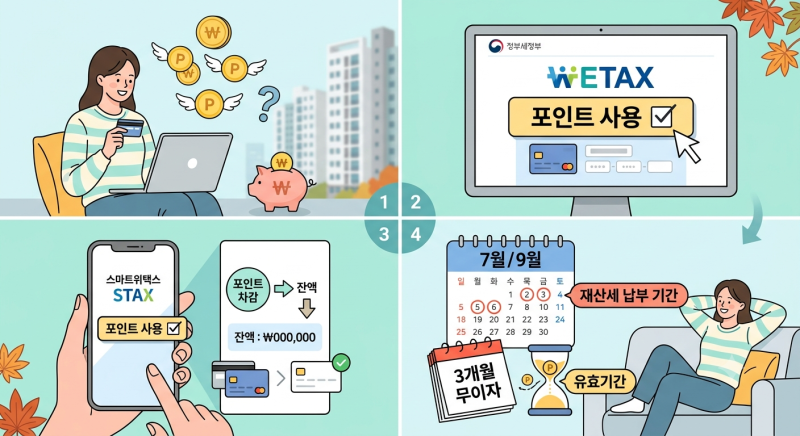 잠자는 카드 포인트로 재산세 내는 법 (위택스·이택스 1분 컷!)