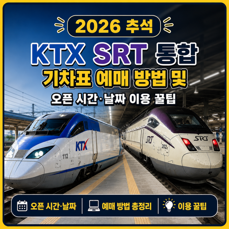 2026 추석 KTX SRT 통합 기차표 예매 방법 및 오픈 시간 날짜 이용 꿀팁