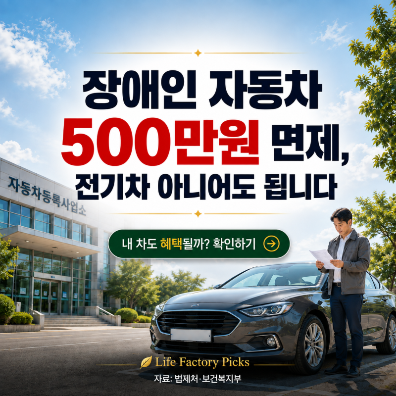 장애인 자동차 500만원 면제, 전기차 아니어도 됩니다