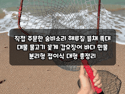 직접 주문한 숨비소리 해루질 뜰채 족대 대물 물고기 꽃게 갑오징어 바다 민물 분리형 접이....