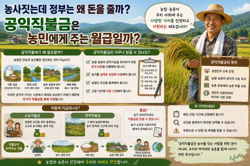 농사짓는데 정부는 왜 돈을 줄까? 공익직불금은 농민에게 주는 월급일까?
