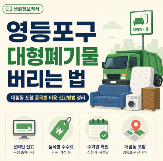 영등포구 대형폐기물 버리는 법｜대림동 소파·매트리스 비용·신고방법