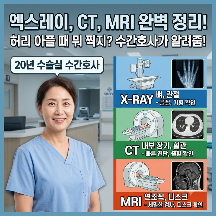 엑스레이 CT MRI 차이, 허리 아플 때 무슨 검사 찍어야 할까요? (수술실 20년 수간호사)