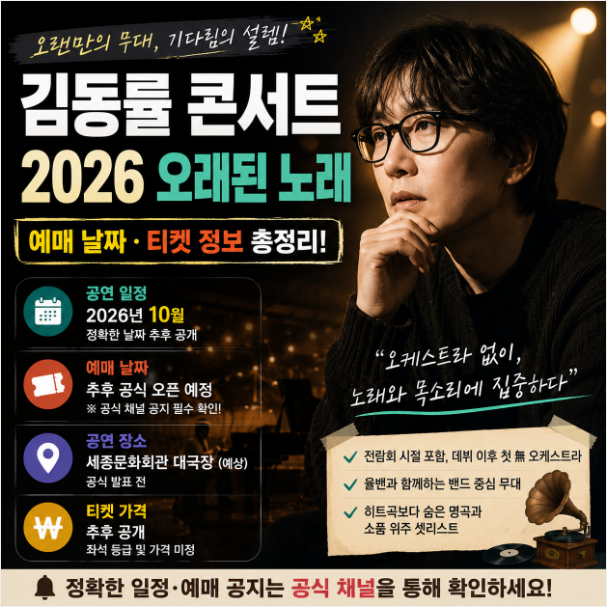 김동률 콘서트 2026 예매 날짜·티켓 총정리
