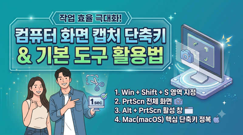 컴퓨터 화면 캡처 단축키 및 기본 캡처 도구 활용법