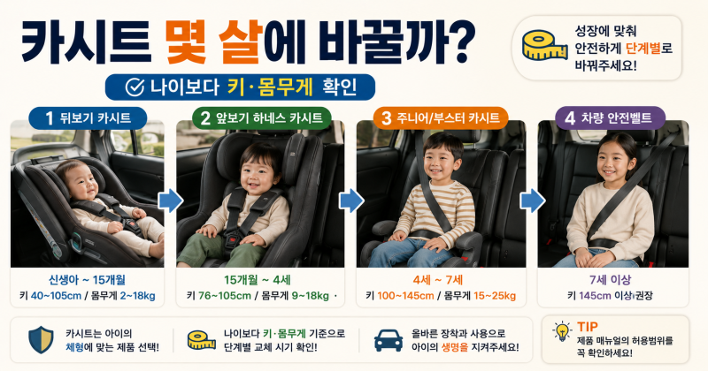 카시트 교체시기 언제일까? 뒤보기·앞보기·주니어 카시트 기준 정리