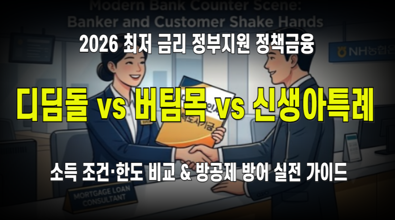 디딤돌·버팀목·신생아 특례대출 금리 조건 및 한도 비교: 2026 정부지원 주담대·전세자금대....