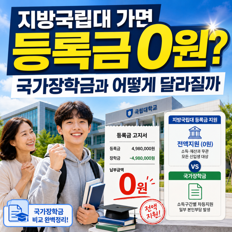 지방국립대 가면 등록금 0원? 국가장학금과 어떻게 달라질까