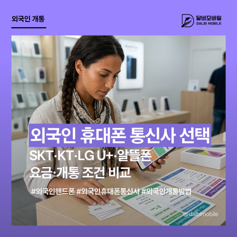 외국인 휴대폰 통신사 선택 | SKT·KT·LG U+·알뜰폰 요금·개통 조건 비교