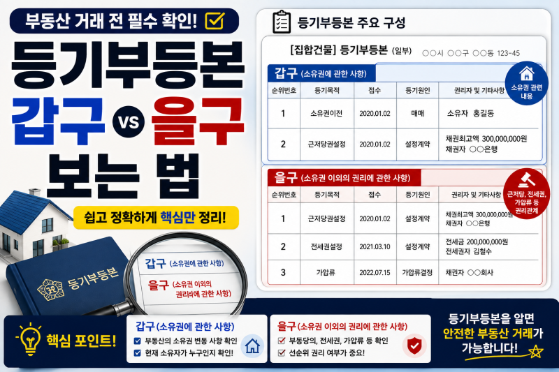 등기부등본 갑구 을구 보는 법 (근저당 및 가압류 완벽 확인)