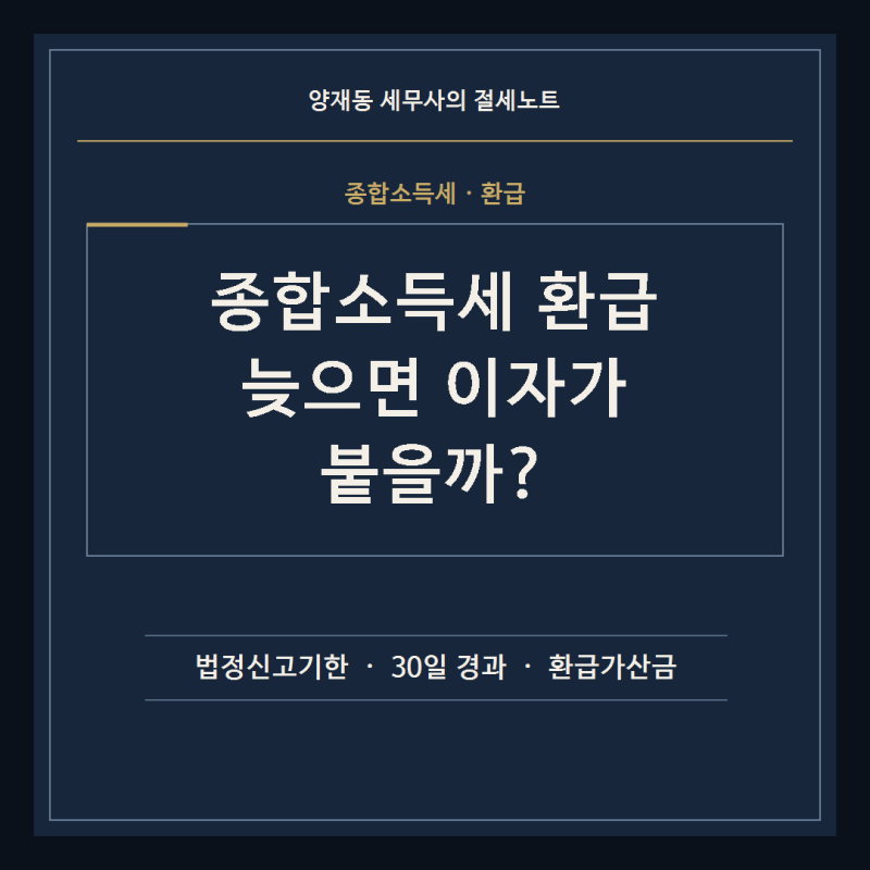 종합소득세 환급이 늦으면 이자가 붙을까｜국세환급가산금 계산 기준