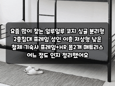 요즘 많이 찾는 일루일루 코지 싱글 분리형 2층침대 프레임 성인 이층 저상형 낮은 철제 기숙....