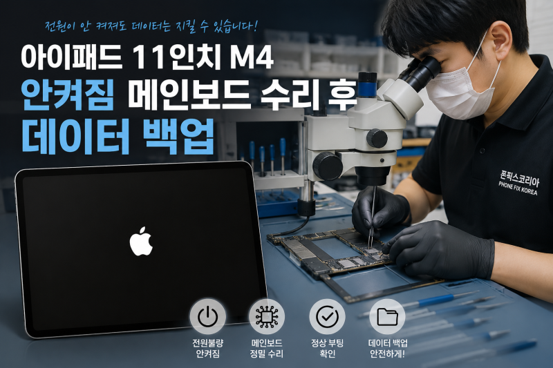 아이패드 11인치 M4 안켜짐 메인보드 수리 후 데이터 백업