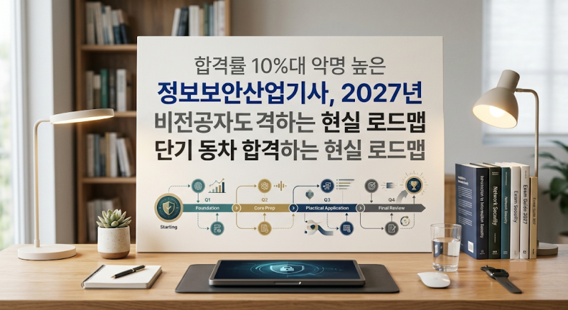 합격률 10%대 악명 높은 정보보안산업기사, 2027년 비전공자도 단기 동차 합격하는 현실 로드....