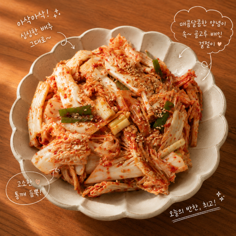 초보도 성공하는 알배기배추 겉절이 만드는법, 절이지 않는 알배기배추 겉절이 레시피 간단
