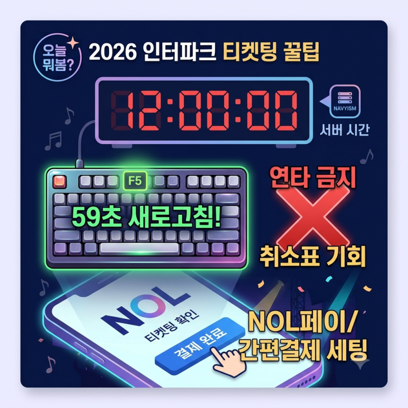 2026 인터파크 티켓팅 성공 꿀팁 총정리｜새로고침 타이밍·결제 세팅·취소표 풀리는 시간