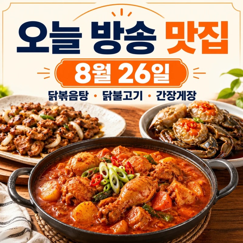 오늘 방송 맛집｜생생정보 닭볶음탕·닭불고기부터 명동 간장게장까지 8월 26일