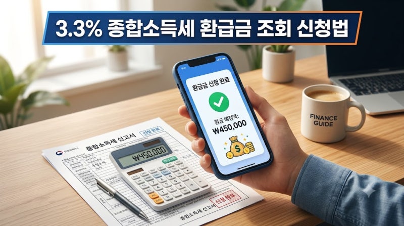 [숨은 돈 찾기] 3.3% 프리랜서·직장인 종합소득세 환급금 1분 조회 및 신청 방법 (삼쩜삼 vs 홈....