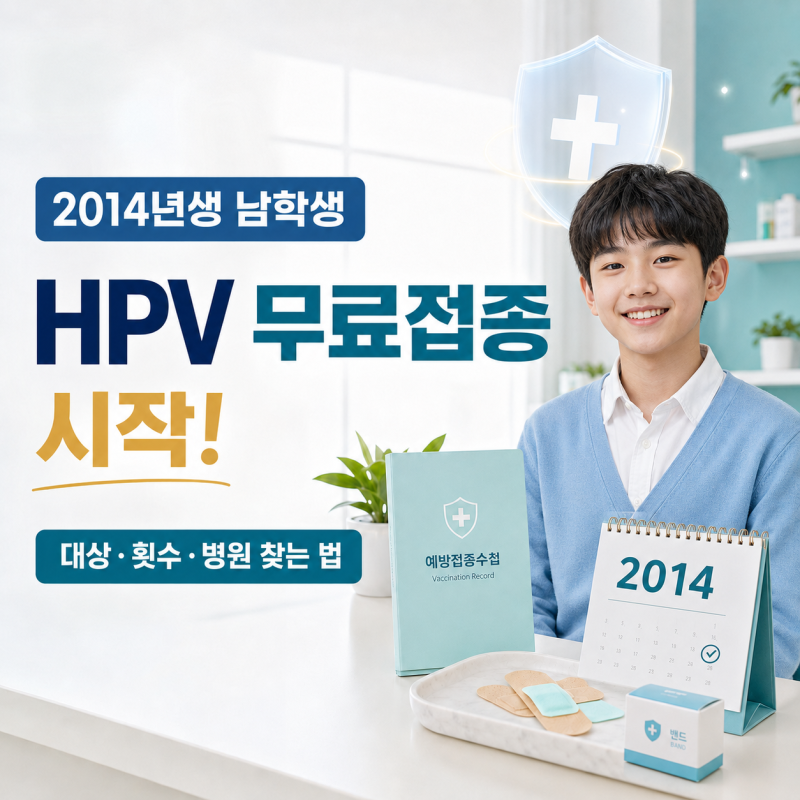2014년생 남학생 HPV 무료접종 시작! 대상·횟수·병원 찾는 법