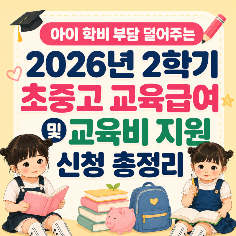 아이 학비 부담 덜어주는 2026년 2학기 초중고 교육급여 및 교육비 지원 신청 총정리