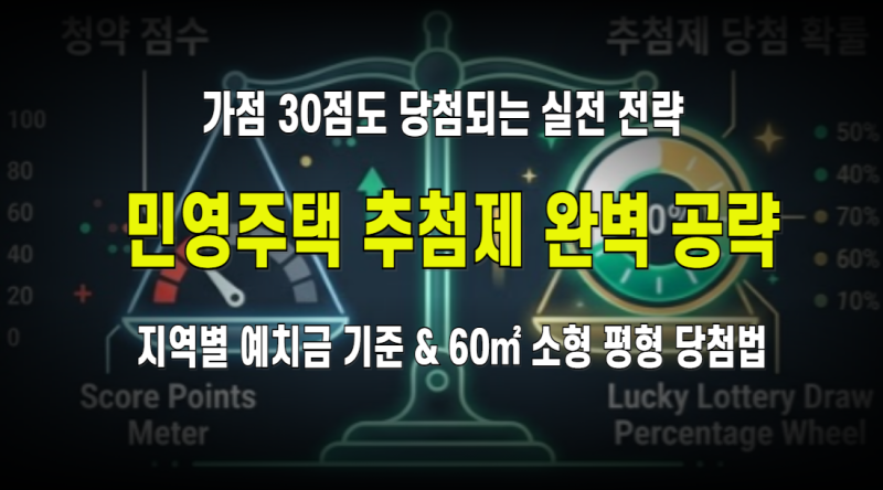 청약 당첨 확률 2배 높이는 민영주택 추첨제 vs 가점제 공략법 & 2026 청약통장 예치금 기준 가....