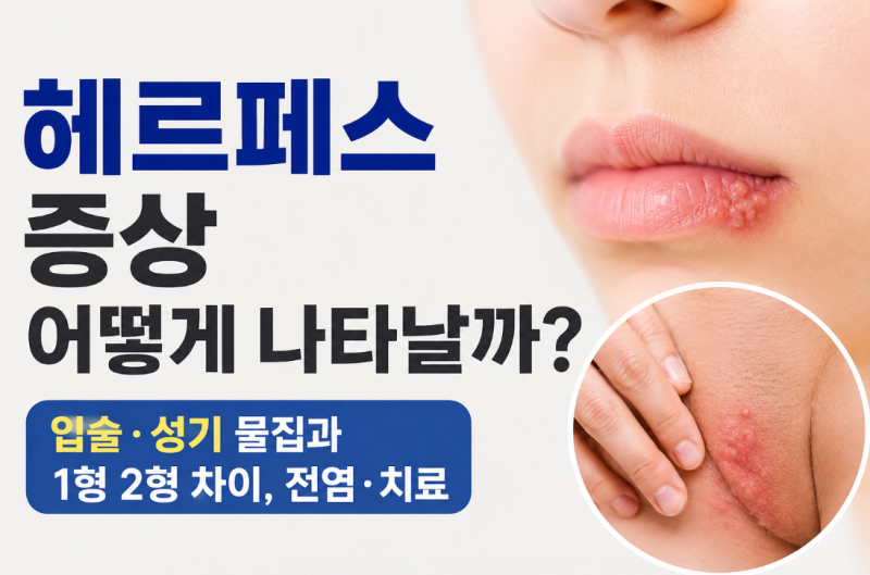 헤르페스 증상 어떻게 나타날까? 입술·성기 물집과 1형 2형 차이, 전염·치료