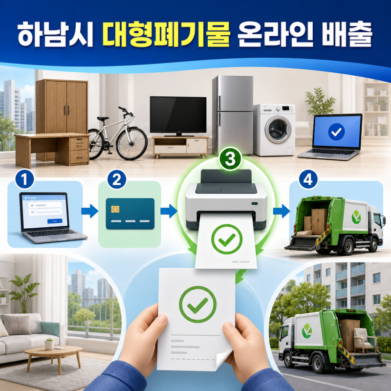 하남시 대형 폐기물 스티커 찾기 전, 온라인 신고·결제·납부필증 출력 순서