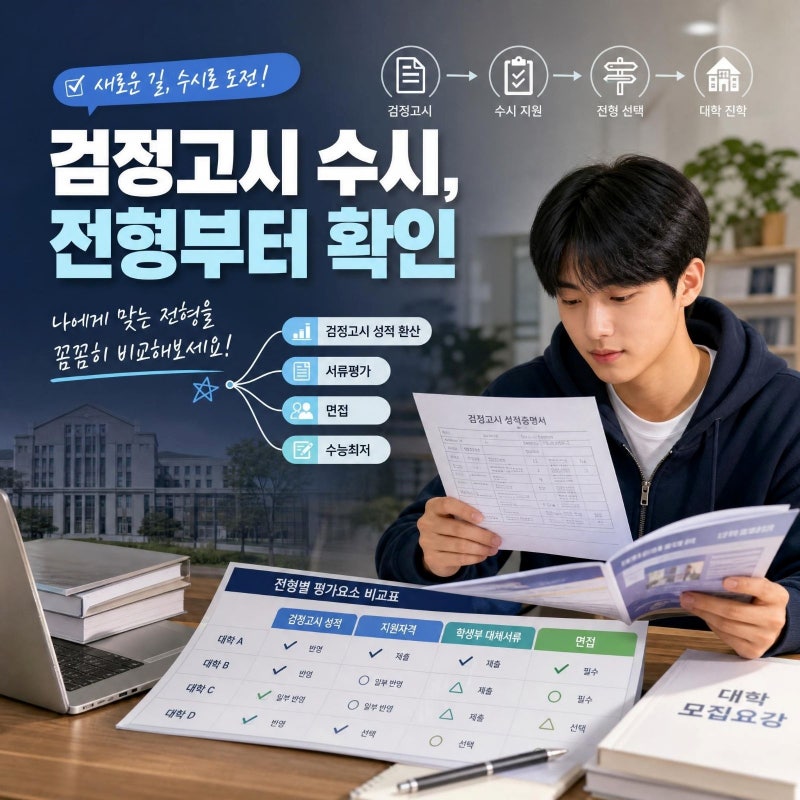 검정고시 수시 대학 지원 전 성적 반영과 전형 확인