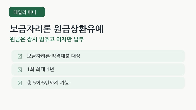 보금자리론 원금상환유예 신청방법｜실직·소득감소·다자녀·소상공인 최대 5년