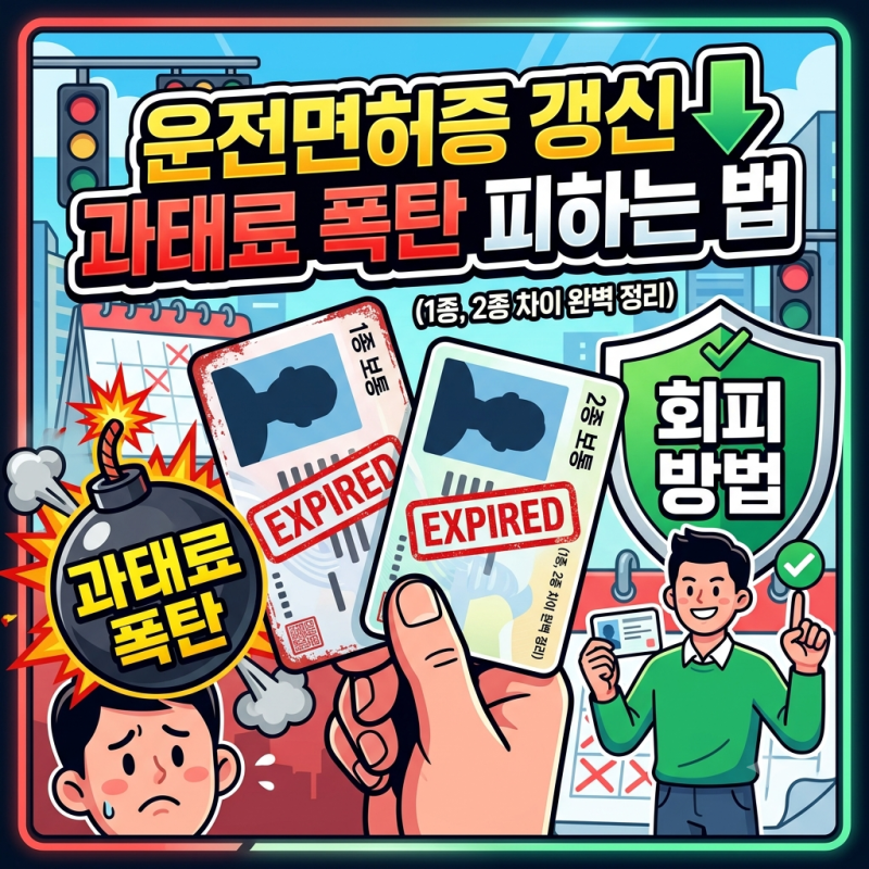 운전면허증 갱신 기간 지났을 때 "과태료 폭탄 피하는 법" (1종, 2종 차이)