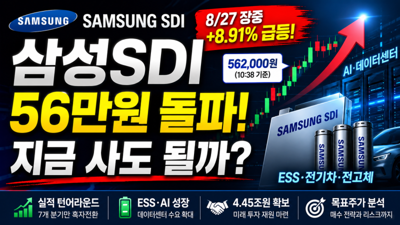 26.8.27 현재시각.삼성SDI 주가 전망 2026｜56만원 급등 이유와 목표주가, 지금 사도 될까?